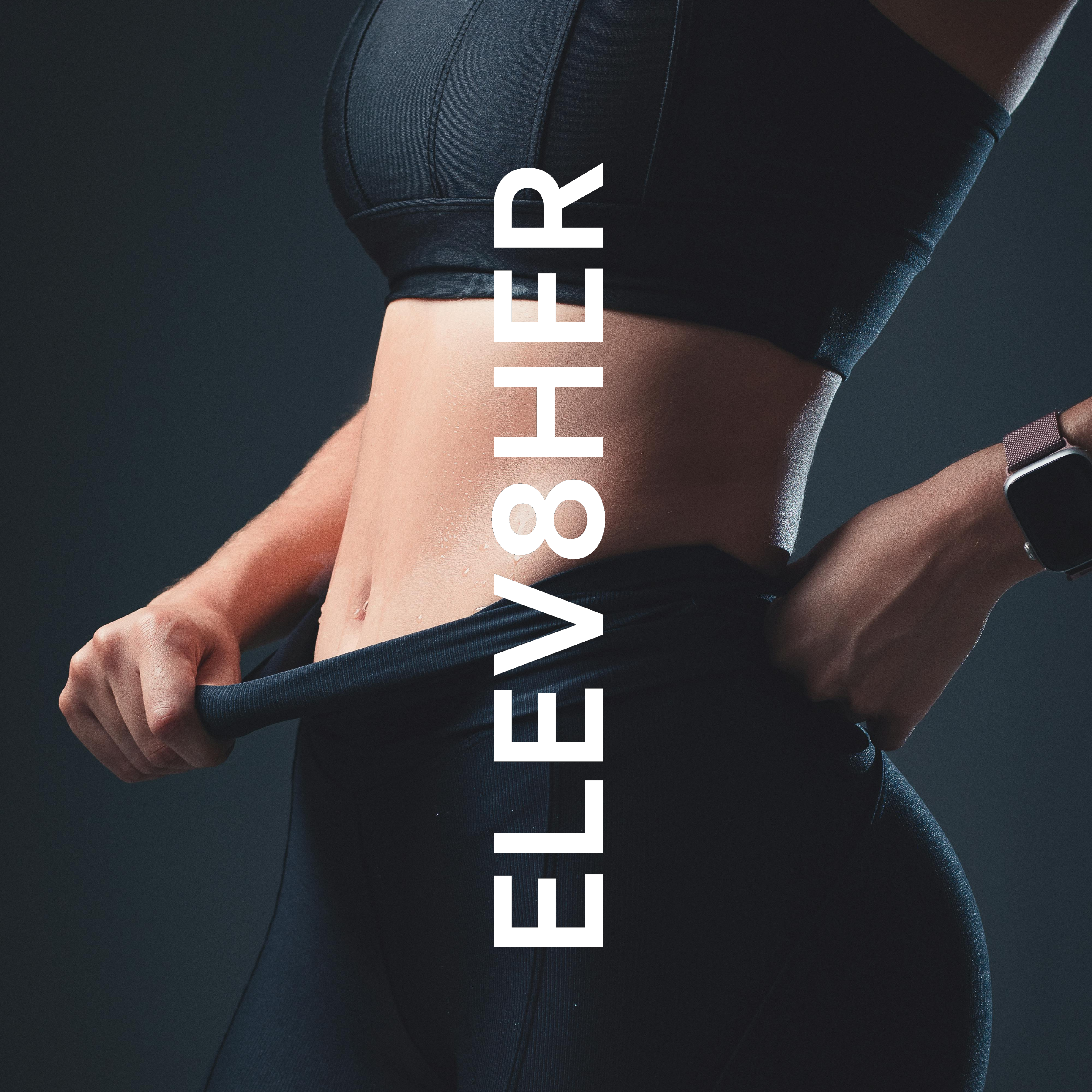 Women wearing matching gym set with ELEV8HER Logo